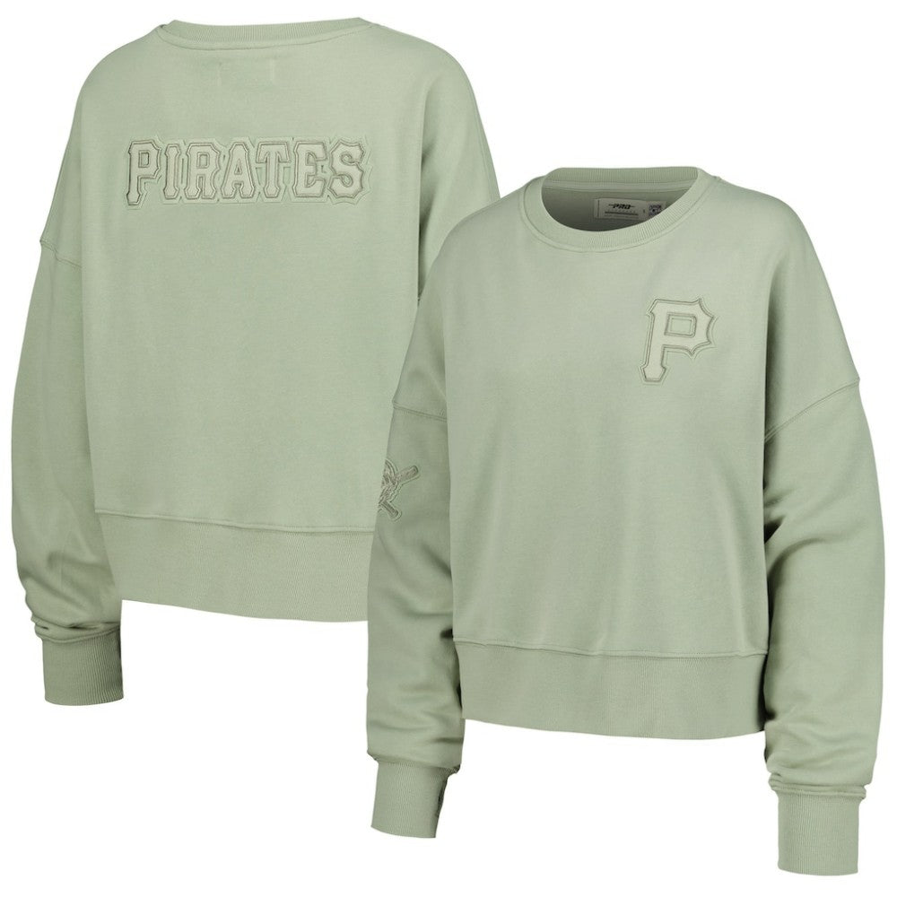 Pittsburgh Pirates Pro Standard Women's Neutral Oversized Boxy Cropped Pullover Sweatshirt - MLB