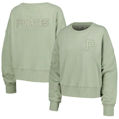 Pittsburgh Pirates Pro Standard Women's Neutral Oversized Boxy Cropped Pullover Sweatshirt - MLB