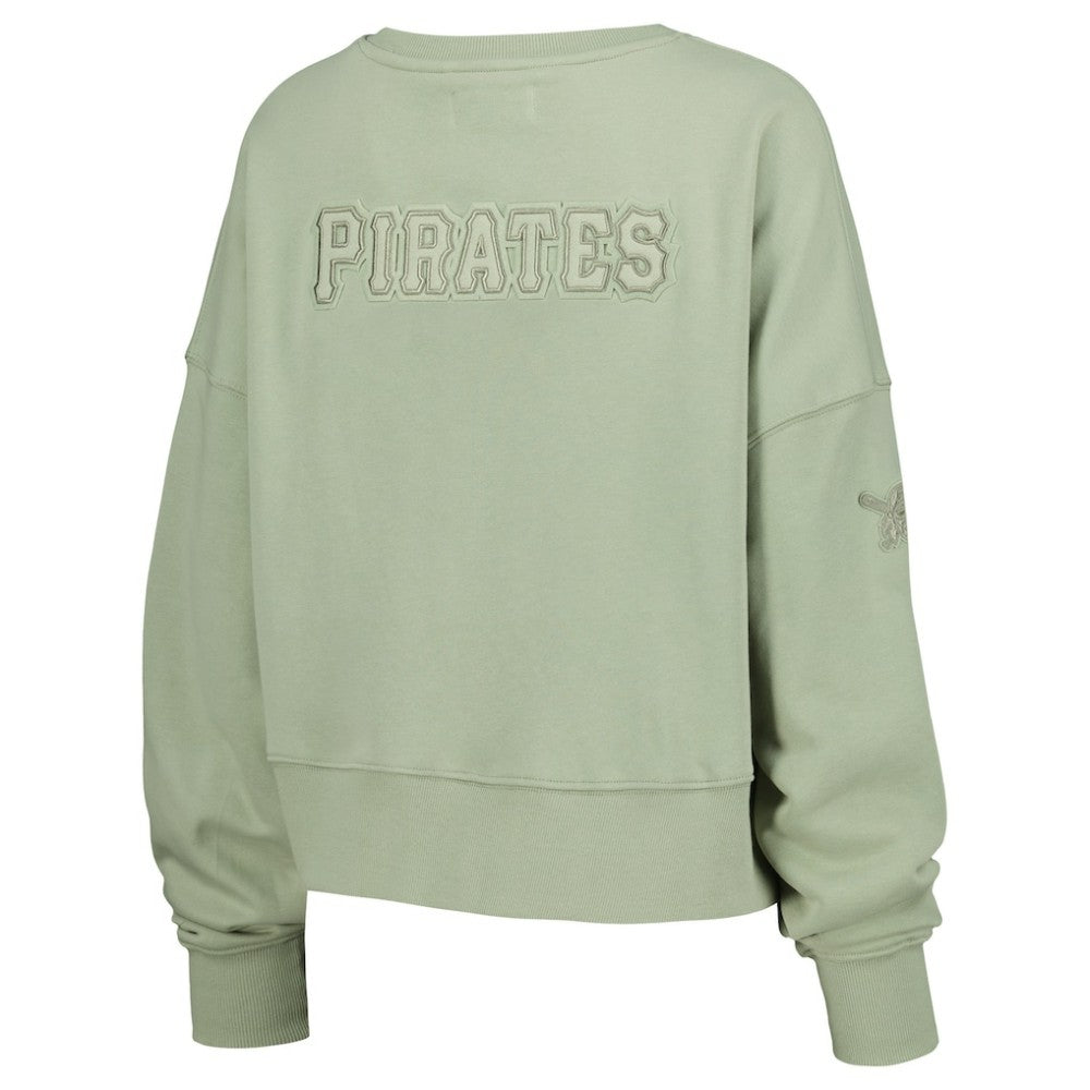 Pittsburgh Pirates Pro Standard Women's Neutral Oversized Boxy Cropped Pullover Sweatshirt - MLB