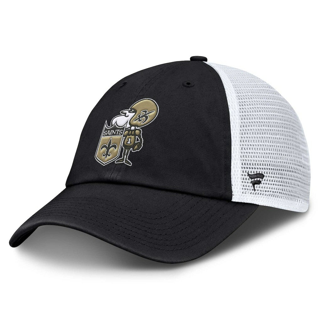 New Orleans Saints Basic Vintage Trucker Adjustable Hat Black | Fanatics