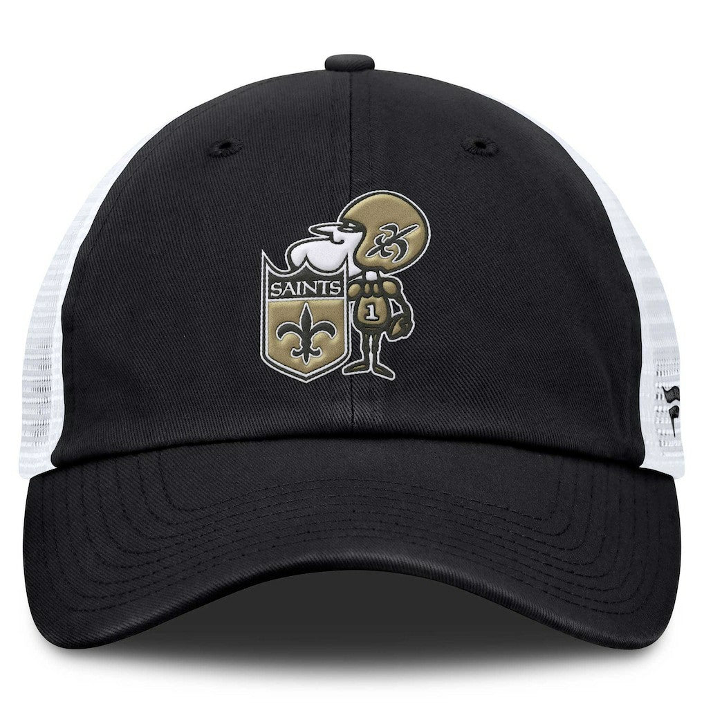 New Orleans Saints Basic Vintage Trucker Adjustable Hat Black | Fanatics