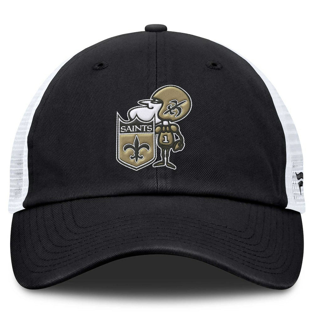 New Orleans Saints Basic Vintage Trucker Adjustable Hat Black | Fanatics