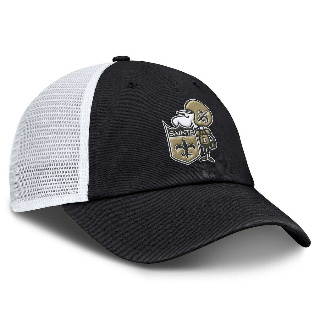 New Orleans Saints Basic Vintage Trucker Adjustable Hat Black | Fanatics