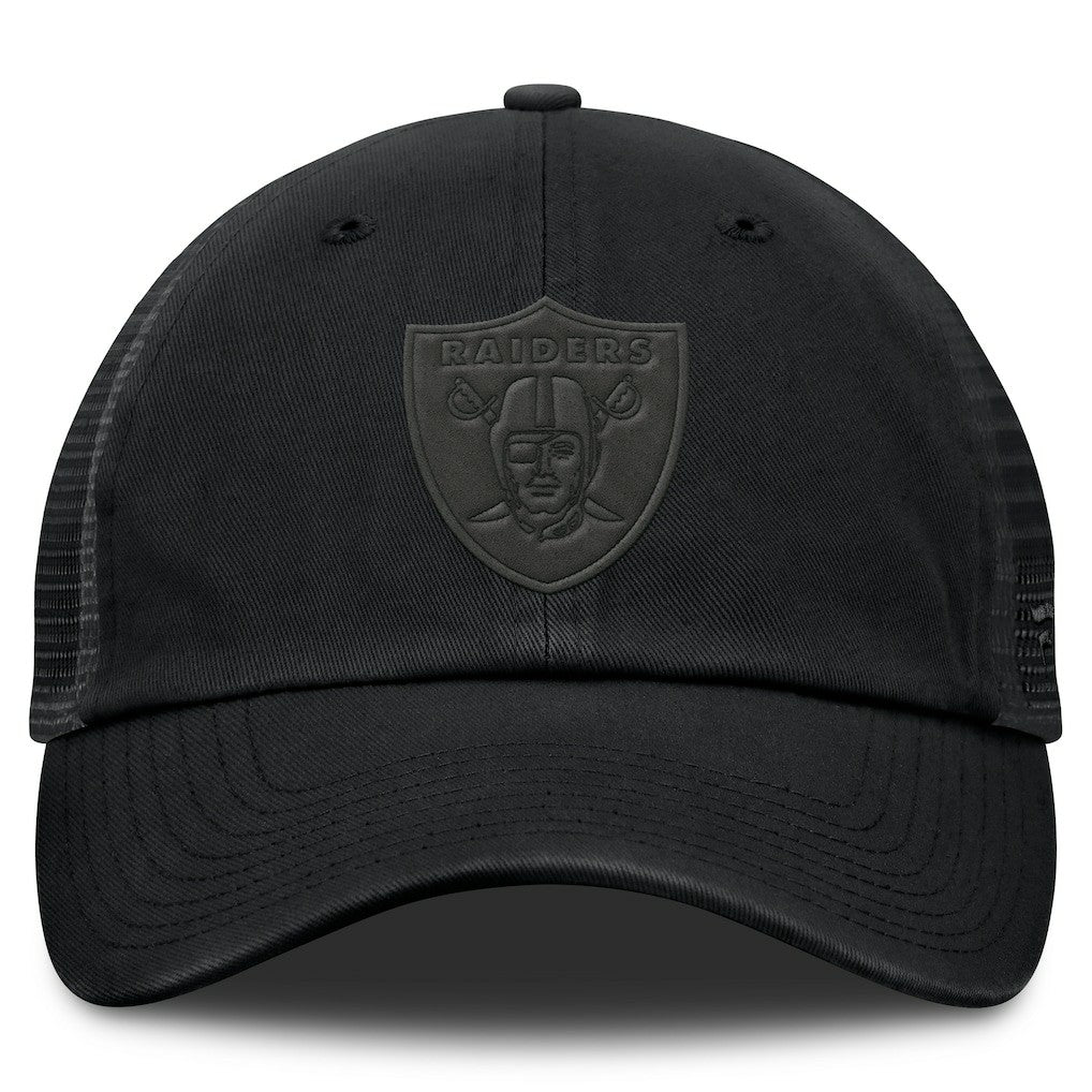 Las Vegas Raiders Basic Black on Black Trucker Adjustable Hat | Fanatics