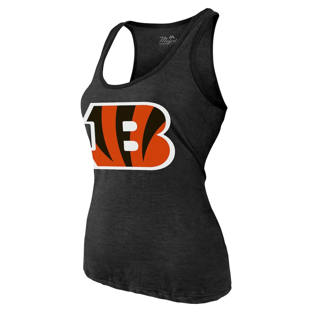 Joe Burrow Cincinnati Bengals Majestic Threads Women's Name & Number Tri-Blend Tank Top Black | NFL