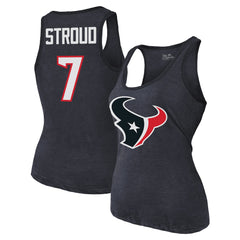 C.J. Stroud Houston Texans Majestic Threads Women's Name & Number Tri-Blend Tank Top Navy | NFL