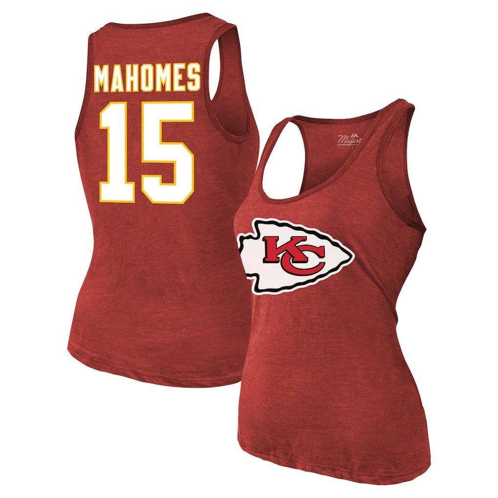 Patrick Mahomes Kansas City Chiefs Majestic Threads Women's Name & Number Tri-Blend Tank Top Red | NFL
