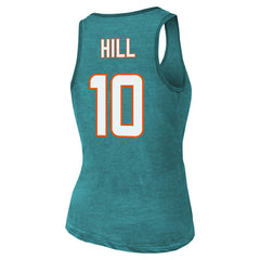 Tyreek Hill Miami Dolphins Majestic Threads Women's Name & Number Tri-Blend Tank Top Aqua | NFL
