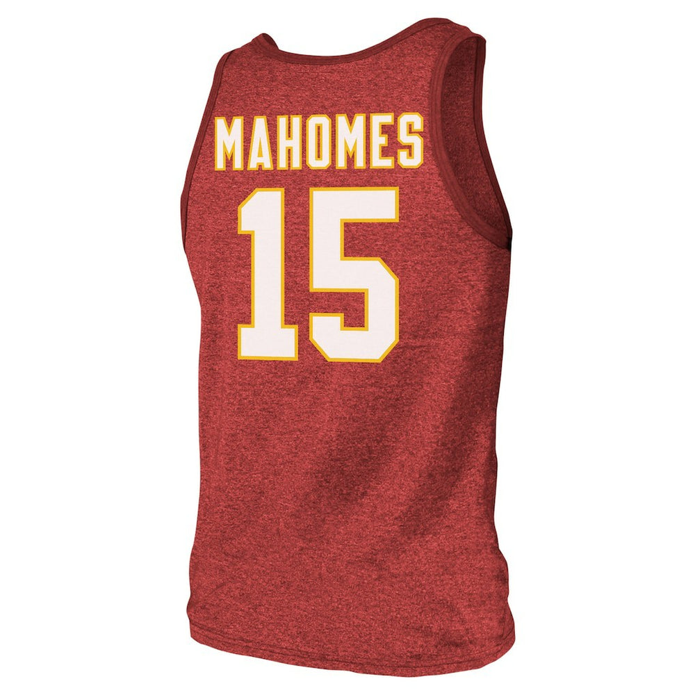 Patrick Mahomes Kansas City Chiefs Majestic Threads Tri-Blend Player Name & Number Tank Top Red | NFL