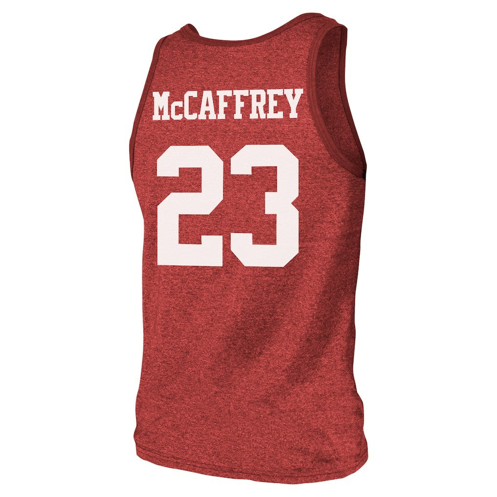 Christian McCaffrey San Francisco 49ers Majestic Threads Tri-Blend Player Name & Number Tank Top Scarlet | NFL
