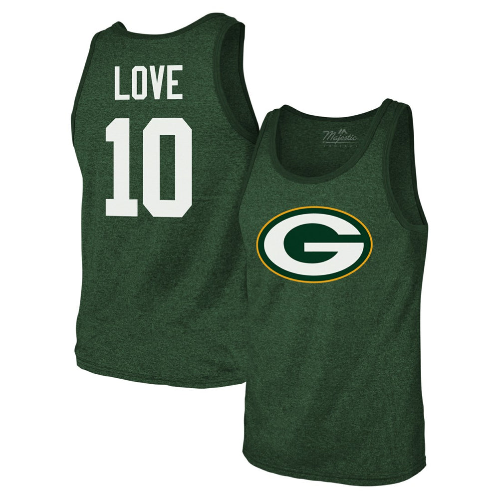Jordan Love Green Bay Packers Majestic Threads Tri-Blend Player Name & Number Tank Top Green | NFL