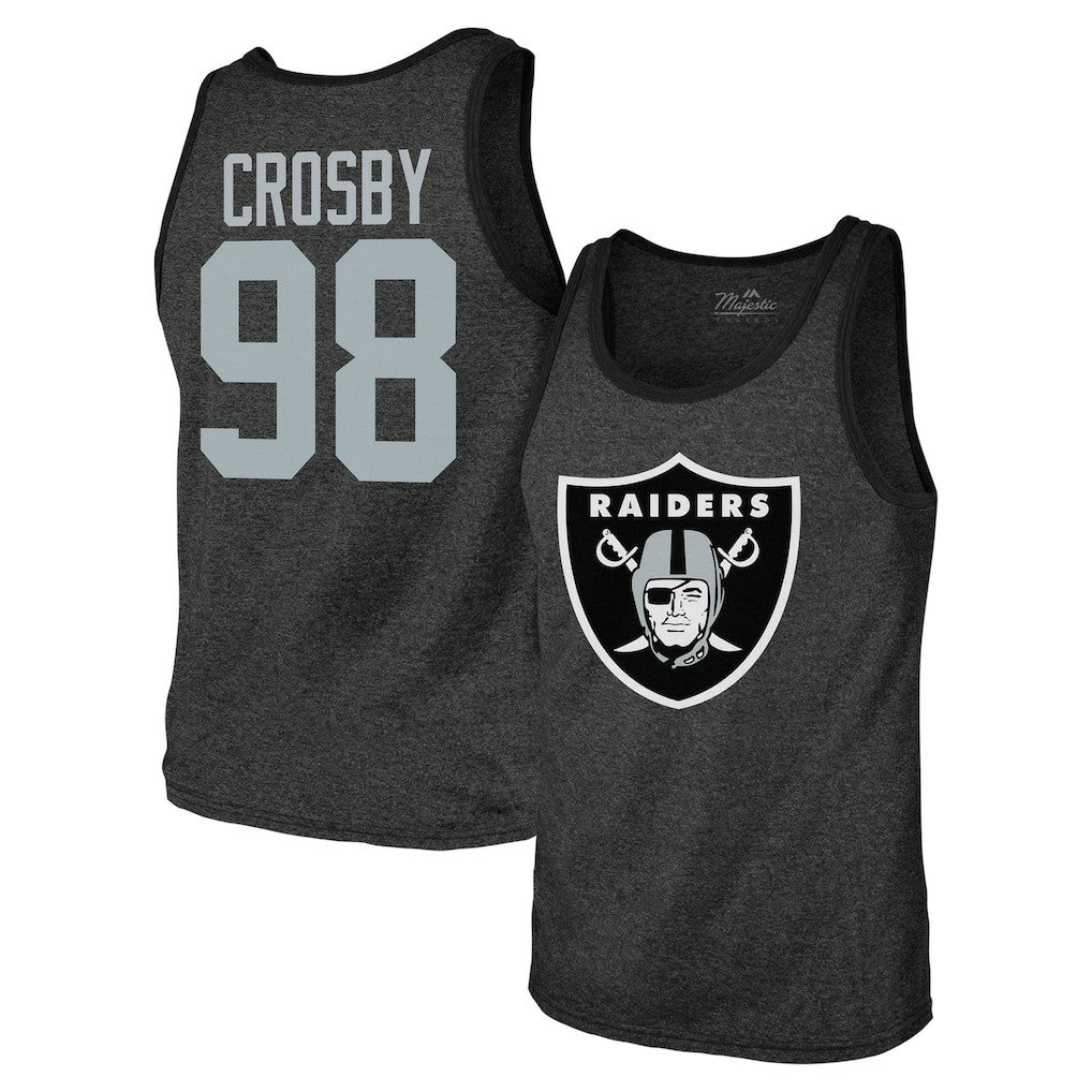 Maxx Crosby Las Vegas Raiders Majestic Threads Tri-Blend Player Name & Number Tank Top Black | NFL