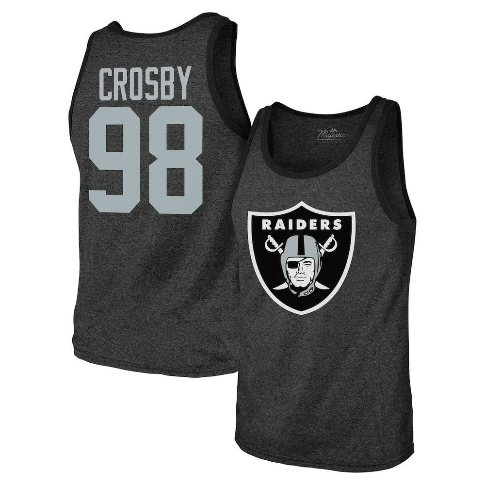 Maxx Crosby Las Vegas Raiders Majestic Threads Tri-Blend Player Name & Number Tank Top Black | NFL