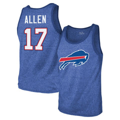 Josh Allen Buffalo Bills Majestic Threads Tri-Blend Player Name & Number Tank Top Royal | NFL