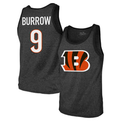 Joe Burrow Cincinnati Bengals Majestic Threads Tri-Blend Player Name & Number Tank Top Black | NFL