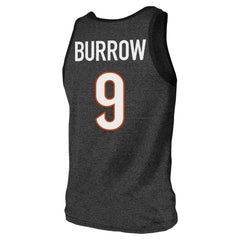 Joe Burrow Cincinnati Bengals Majestic Threads Tri-Blend Player Name & Number Tank Top Black | NFL