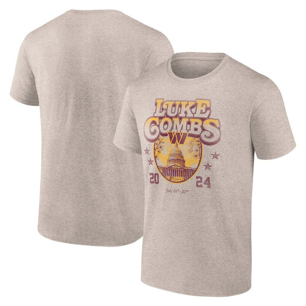 Luke Combs x Washington Commanders Growin' Up and Gettin' Old Tour T-Shirt Tan | Fanatics