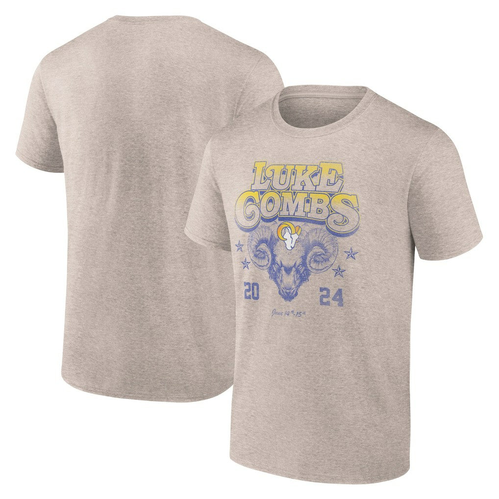 Luke Combs x Los Angeles Rams Growin' Up and Gettin' Old Tour T-Shirt Tan | Fanatics
