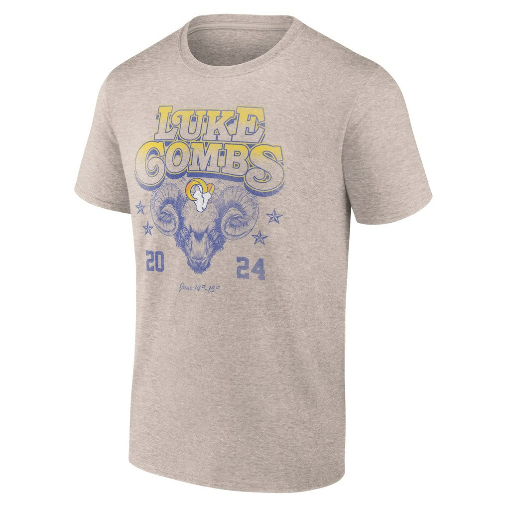 Luke Combs x Los Angeles Rams Growin' Up and Gettin' Old Tour T-Shirt Tan | Fanatics