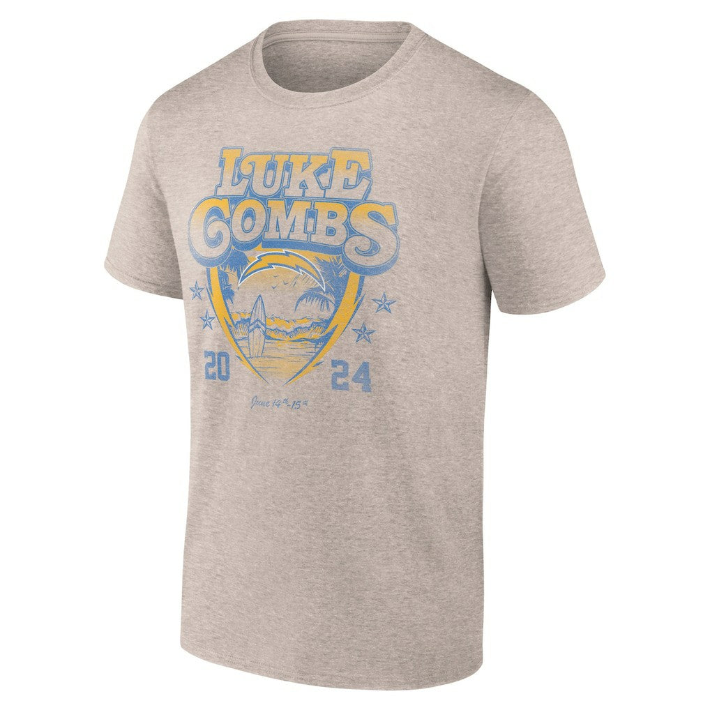 Luke Combs x Los Angeles Chargers Growin' Up and Gettin' Old Tour T-Shirt Tan | Fanatics