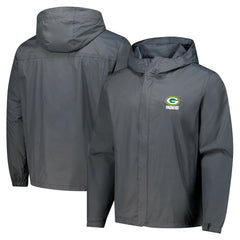Green Bay Packers Dunbrooke Tropic Waterproof Packable Full-Zip Hoodie Jacket  Graphite | NFL