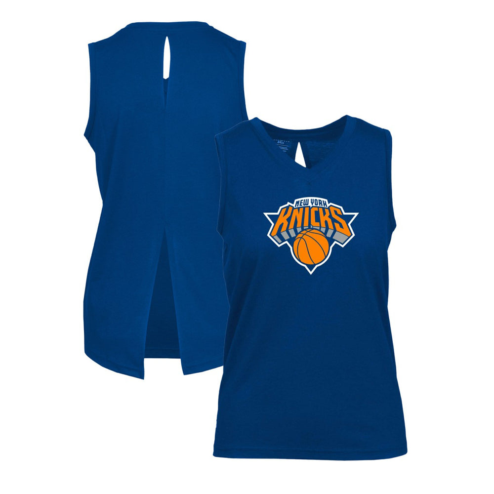 New York Knicks Levelwear Women's Paisley Core V-Neck Tank Top Blue - NBA