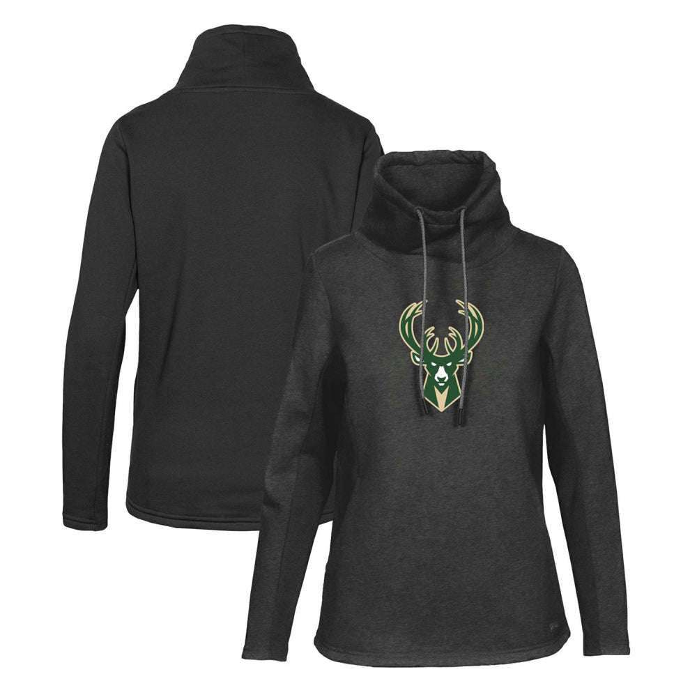 Milwaukee Bucks Levelwear Women's Loop Core Funnel Neck Pullover Sweatshirt Black - NBA