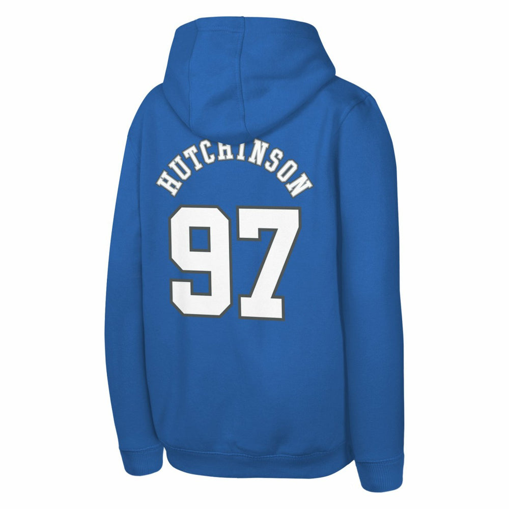 Aidan Hutchinson Detroit Lions Youth Mainliner Player Name & Number Pullover Hoodie Blue | NFL