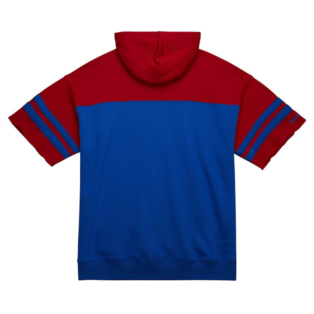 New England Patriots Off Field Vintage Logo Short Sleeve Pullover Hoodie Royal | Mitchell & Ness