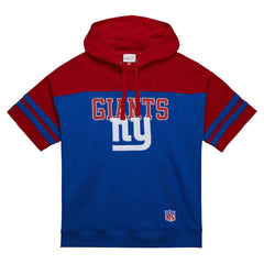 New York Giants Off Field Vintage Logo Short Sleeve Pullover Hoodie Royal | Mitchell & Ness