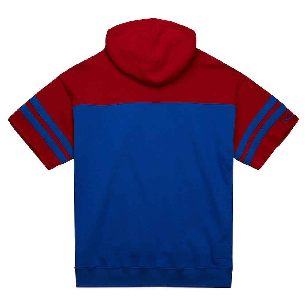New York Giants Off Field Vintage Logo Short Sleeve Pullover Hoodie Royal | Mitchell & Ness