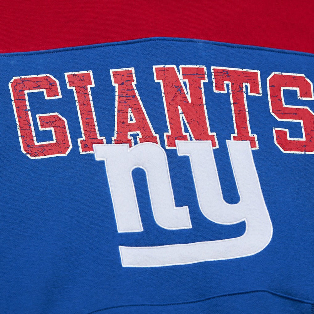 New York Giants Off Field Vintage Logo Short Sleeve Pullover Hoodie Royal | Mitchell & Ness