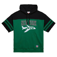 New York Jets Off Field Vintage Logo Short Sleeve Pullover Hoodie Kelly Green | Mitchell & Ness