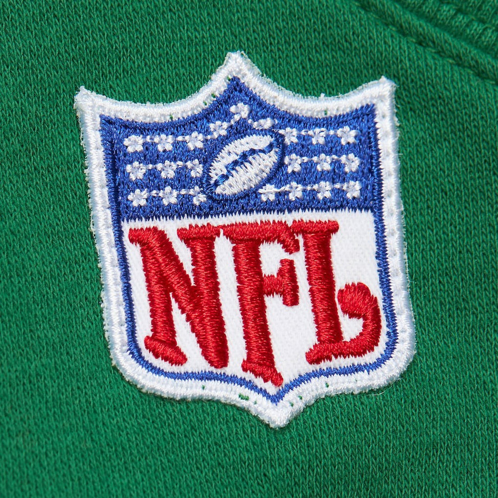New York Jets Off Field Vintage Logo Short Sleeve Pullover Hoodie Kelly Green | Mitchell & Ness