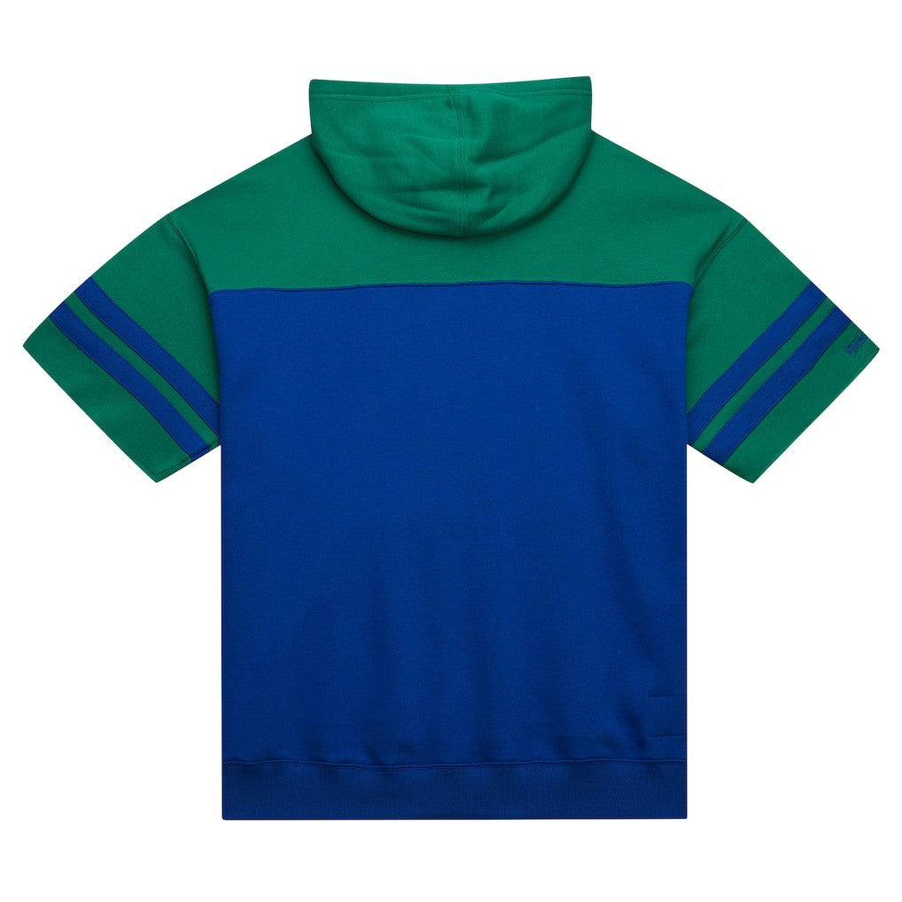 Seattle Seahawks Off Field Vintage Logo Short Sleeve Pullover Hoodie Royal | Mitchell & Ness