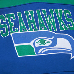 Seattle Seahawks Off Field Vintage Logo Short Sleeve Pullover Hoodie Royal | Mitchell & Ness