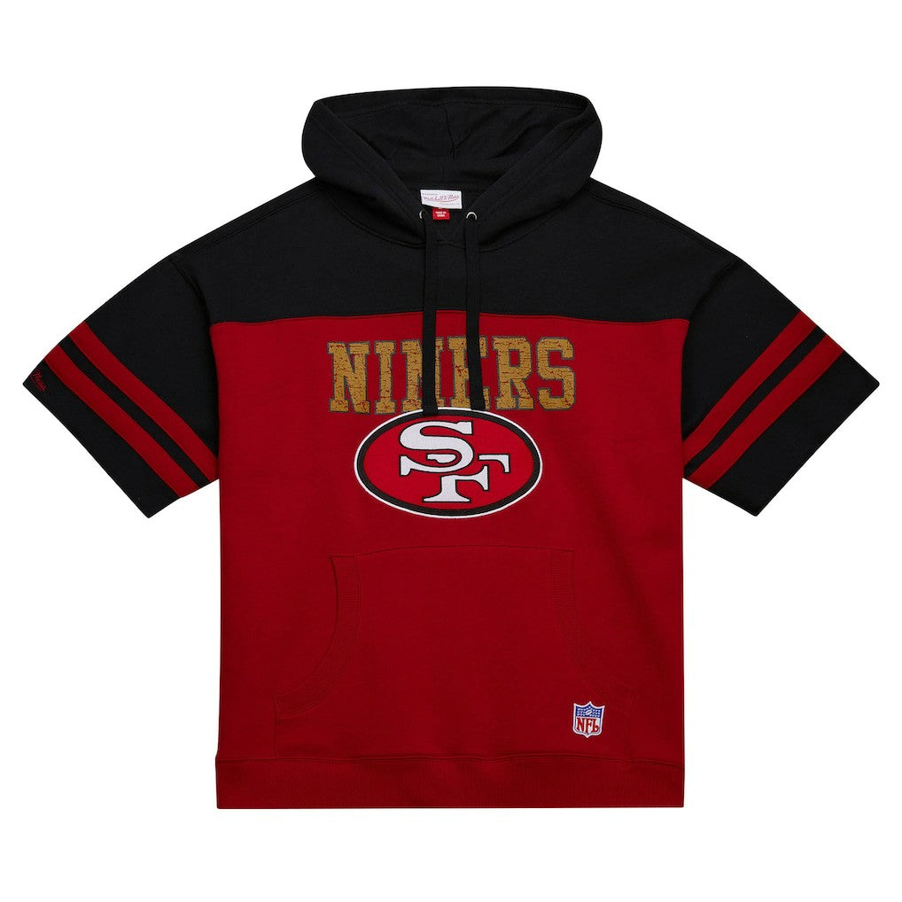 San Francisco 49ers Off Field Vintage Logo Short Sleeve Pullover Hoodie Scarlet | Mitchell & Ness