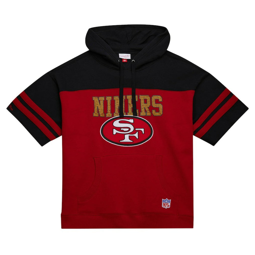 San Francisco 49ers Off Field Vintage Logo Short Sleeve Pullover Hoodie Scarlet | Mitchell & Ness