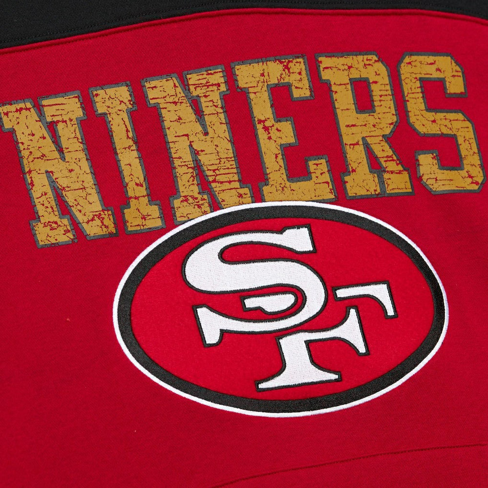 San Francisco 49ers Off Field Vintage Logo Short Sleeve Pullover Hoodie Scarlet | Mitchell & Ness