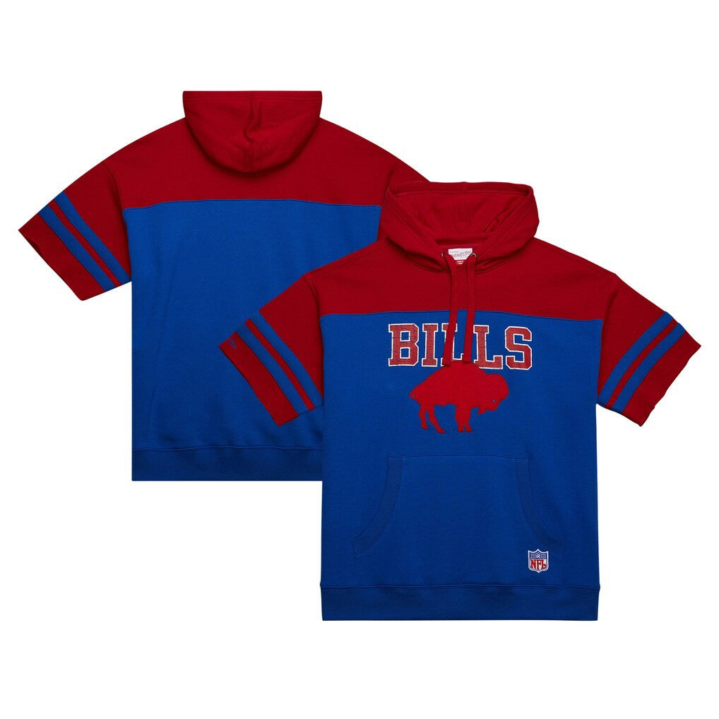 Buffalo Bills Off Field Vintage Logo Short Sleeve Pullover Hoodie Royal | Mitchell & Ness