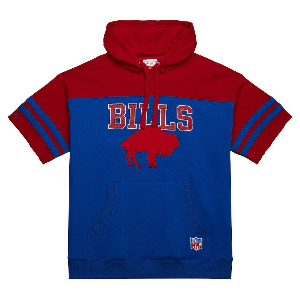 Buffalo Bills Off Field Vintage Logo Short Sleeve Pullover Hoodie Royal | Mitchell & Ness