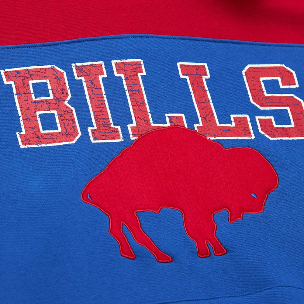 Buffalo Bills Off Field Vintage Logo Short Sleeve Pullover Hoodie Royal | Mitchell & Ness