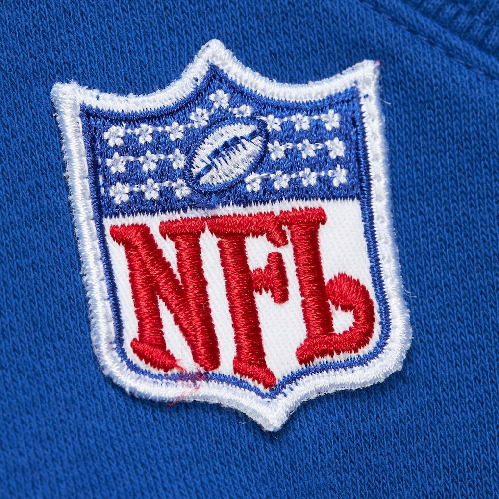 Buffalo Bills Off Field Vintage Logo Short Sleeve Pullover Hoodie Royal | Mitchell & Ness