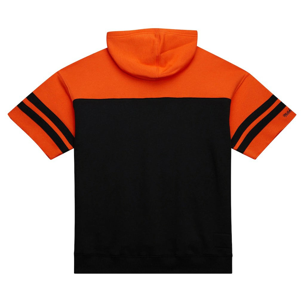 Cincinnati Bengals Off Field Vintage Logo Short Sleeve Pullover Hoodie Black | Mitchell & Ness