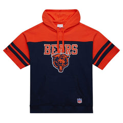 Chicago Bears Off Field Vintage Logo Short Sleeve Pullover Hoodie Navy | Mitchell & Ness