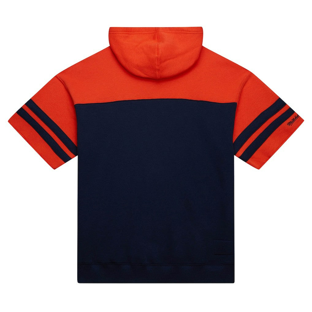 Chicago Bears Off Field Vintage Logo Short Sleeve Pullover Hoodie Navy | Mitchell & Ness
