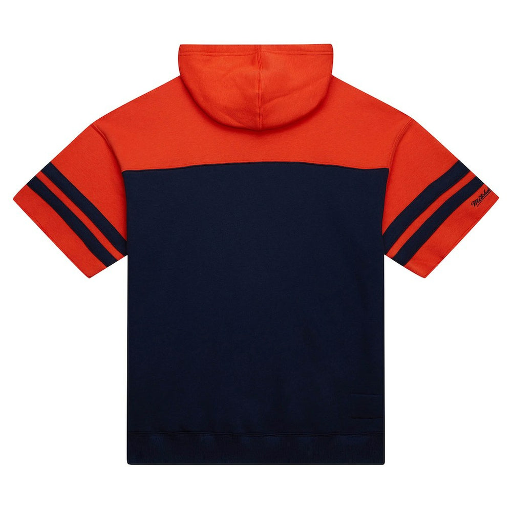 Chicago Bears Off Field Vintage Logo Short Sleeve Pullover Hoodie Navy | Mitchell & Ness