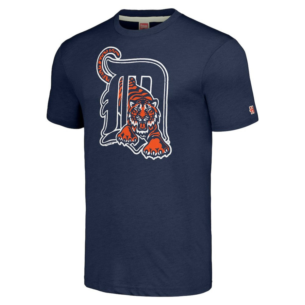 Detroit Tigers Homage Cooperstown Collection Hand-Drawn Logo Tri-Blend T-Shirt - MLB
