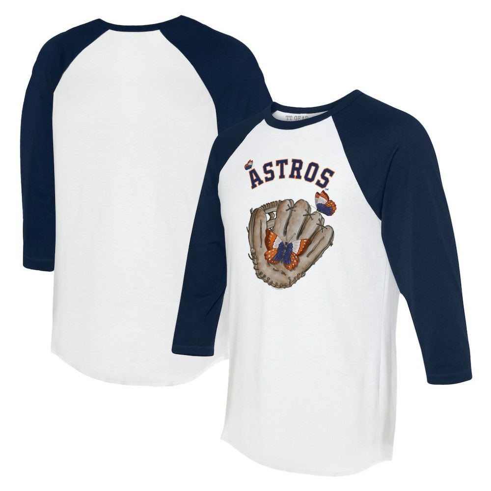 Houston Astros Tiny Turnip Unisex Butterfly Glove 3/4-Sleeve Raglan T-Shirt - MLB