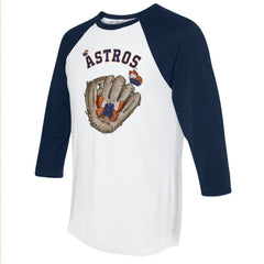 Houston Astros Tiny Turnip Unisex Butterfly Glove 3/4-Sleeve Raglan T-Shirt - MLB